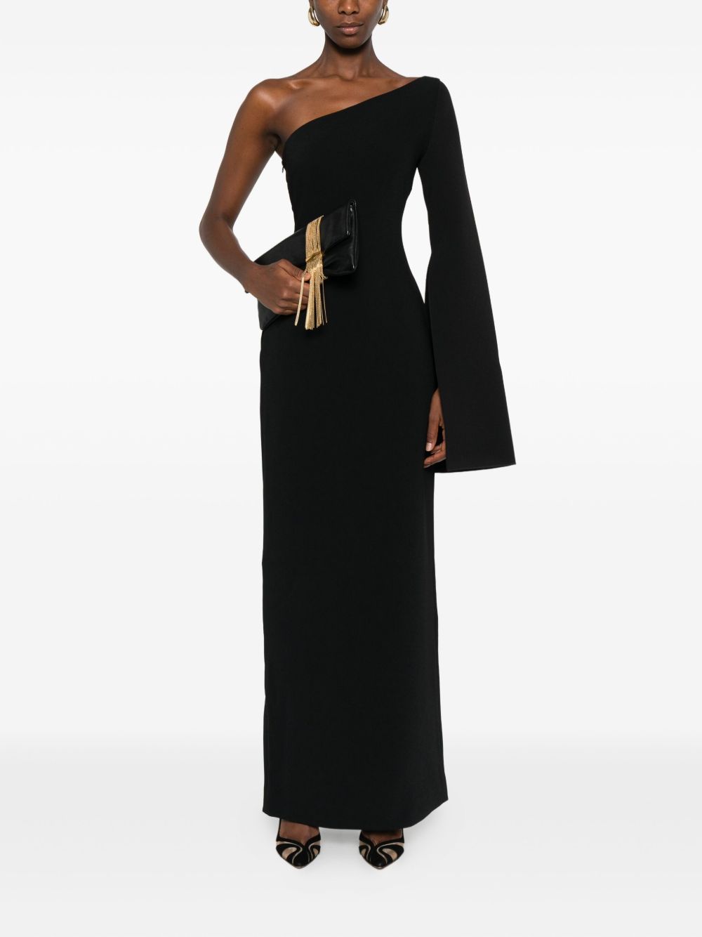 Solace London One-Shoulder Black Maxi Dress Black