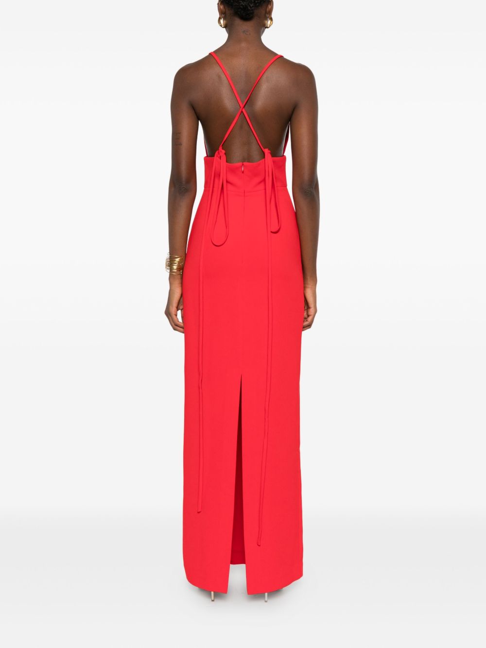 Solace London Maxi Cross-Back V-Neck Red Dress Red