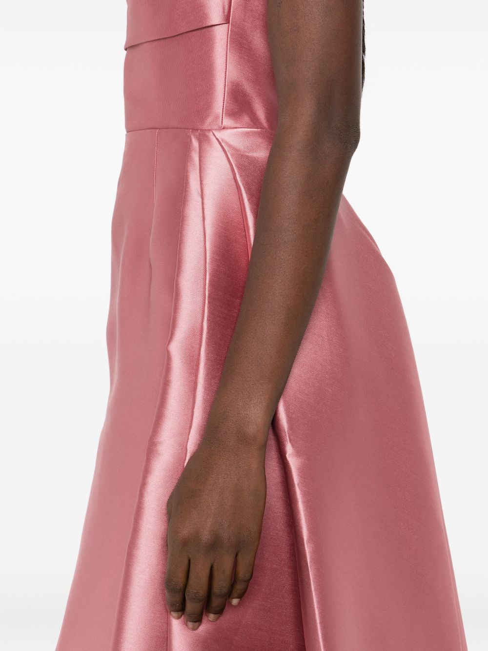 Solace London Strapless Satin Pleated Midi Dress Pink pink
