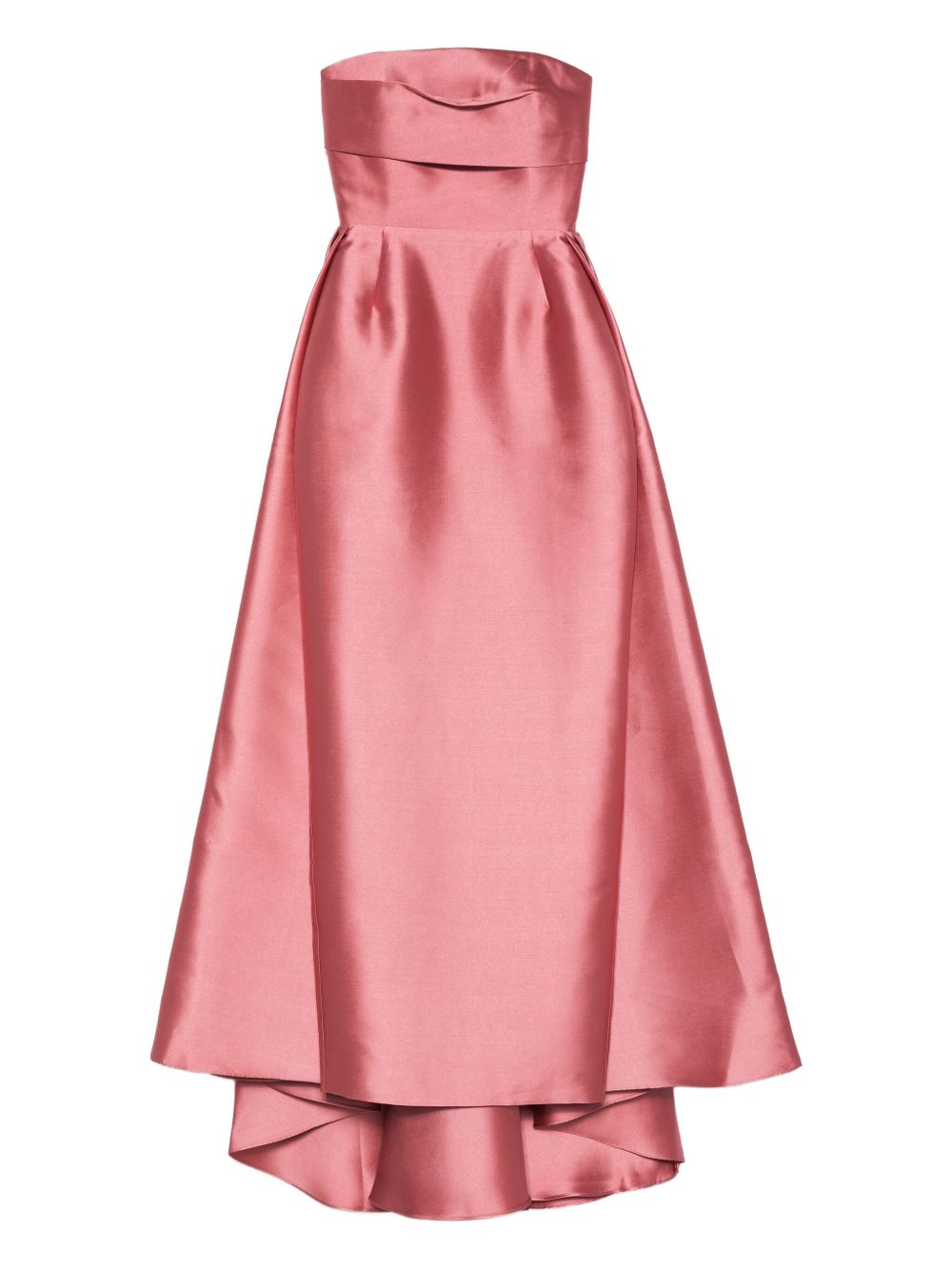 Solace London Strapless Satin Pleated Midi Dress Pink pink