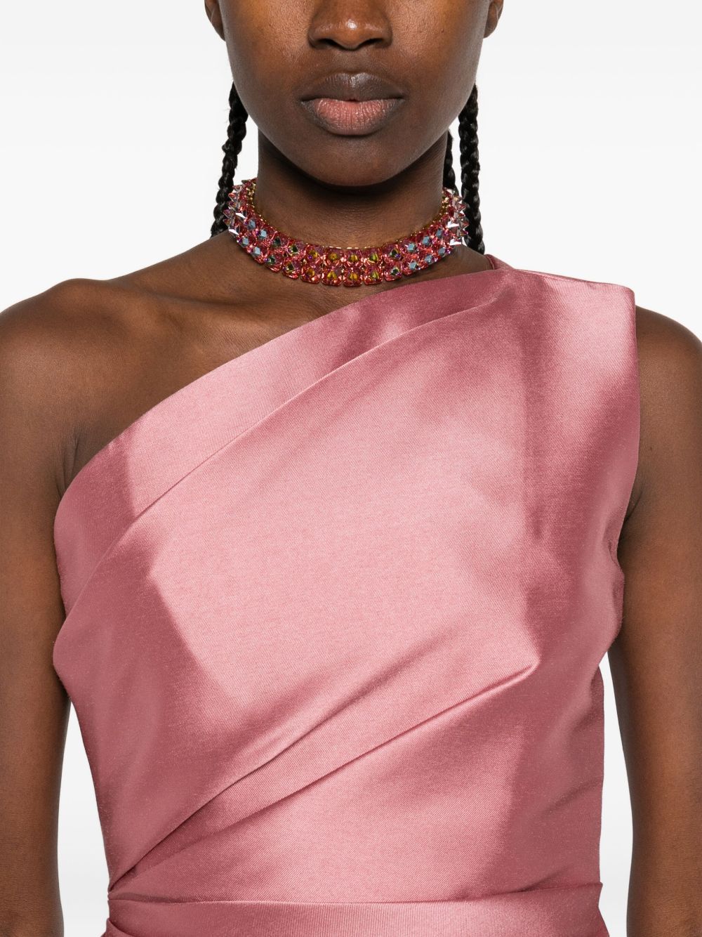 Solace London One-Shoulder Draped Maxi Dress Pink Pink