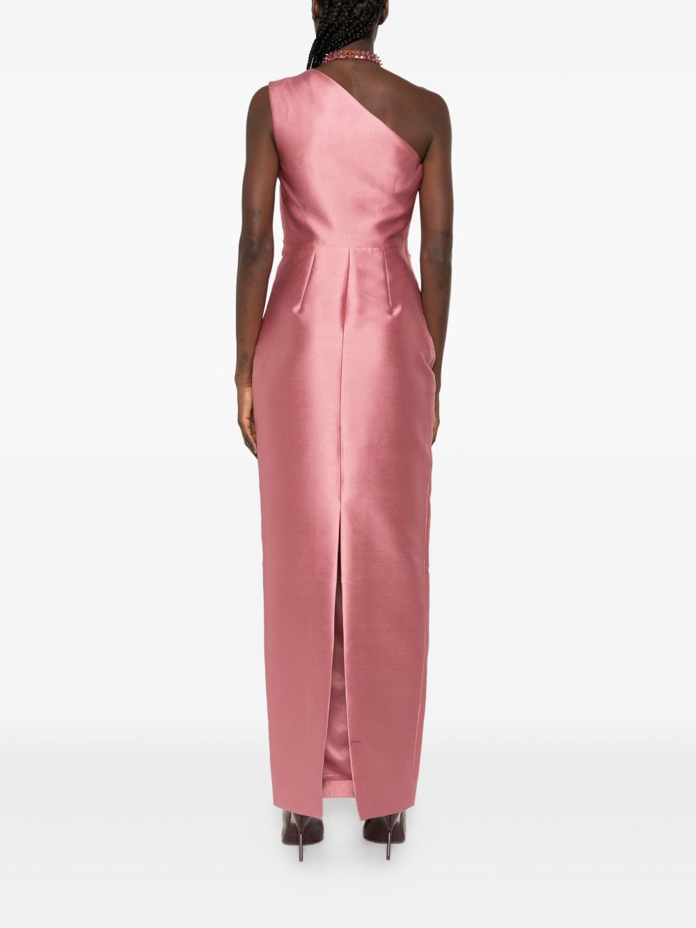 Solace London One-Shoulder Draped Maxi Dress Pink Pink
