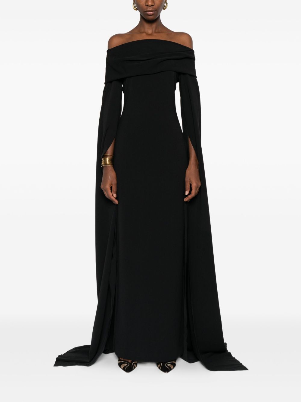 Solace London Off-Shoulder Maxi Black Dress Black