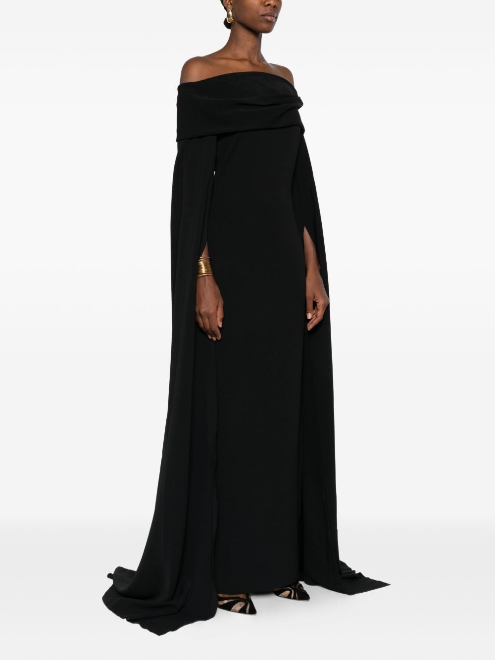 Solace London Off-Shoulder Maxi Black Dress Black