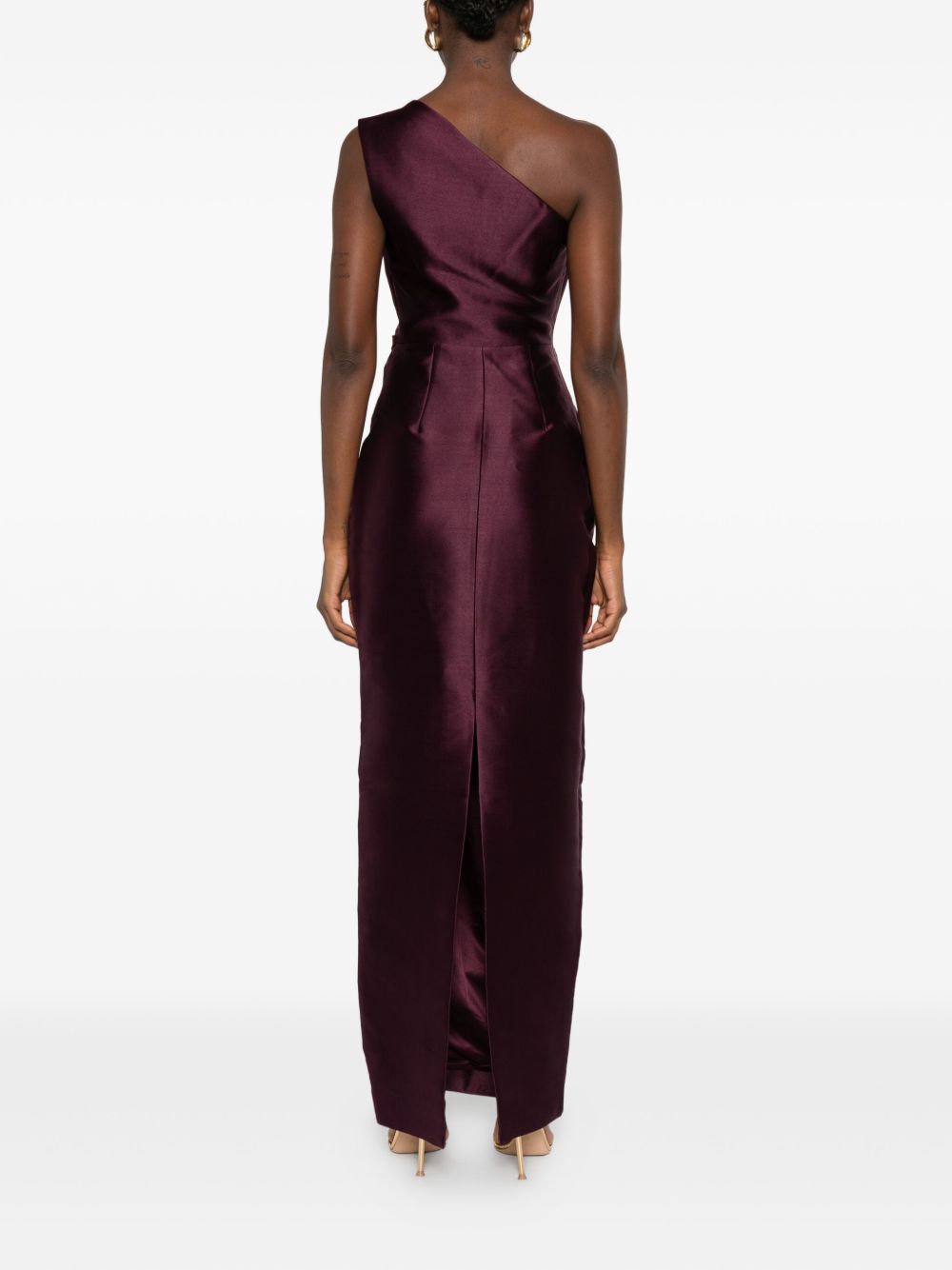 Solace London One-Shoulder Draped Maxi Dress Purple