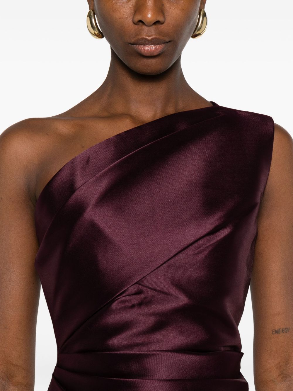 Solace London One-Shoulder Draped Maxi Dress Purple