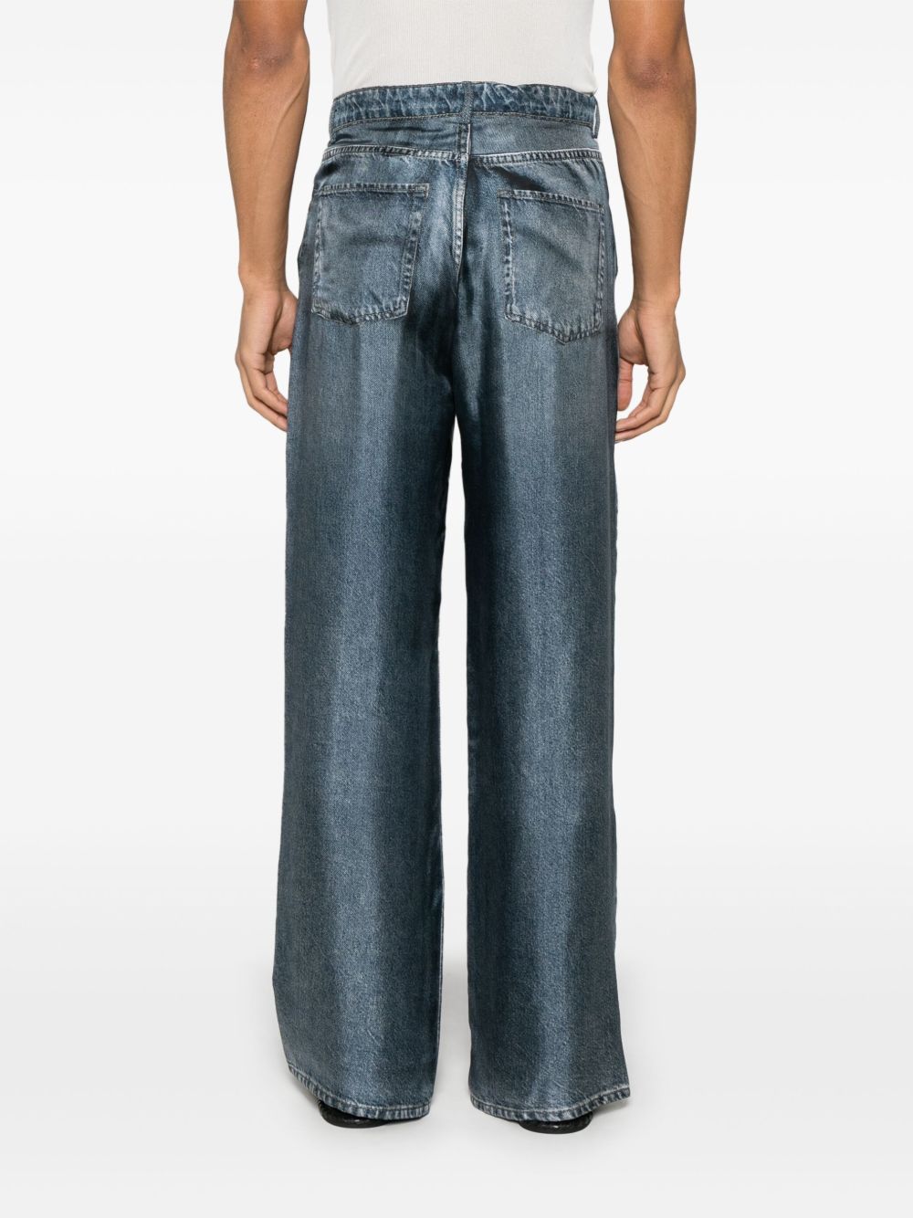 Pierre Louis Mascia Denim Print Silk Trousers Grey