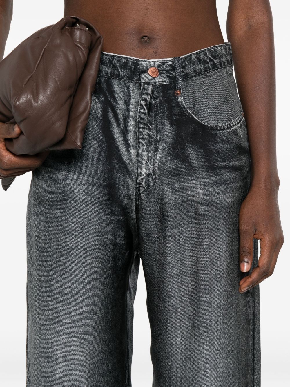 Pierre Louis Mascia Wide-Leg Silk Denim-Print Trousers Blue