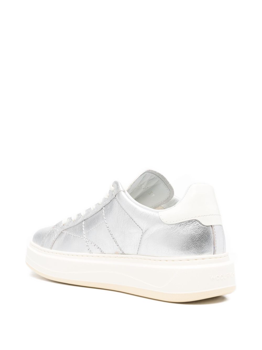 Woolrich Arrow Leather Platform Sneakers Silver