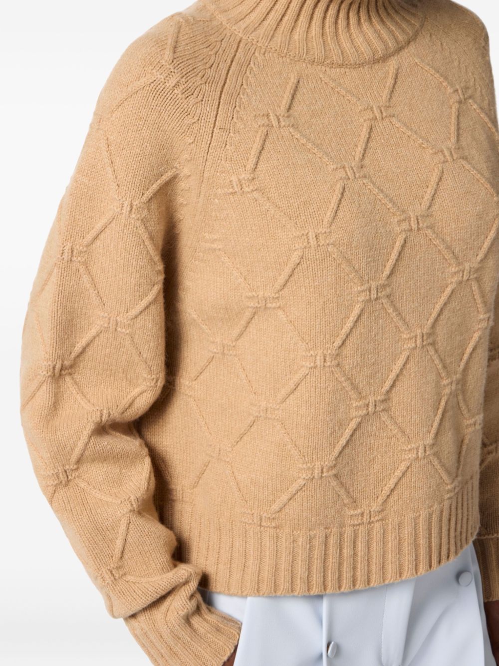Elisabetta Franchi Crewneck Wool-Cashmere Blend Sweater Beige