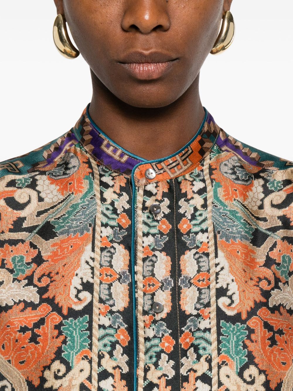 Pierre Louis Mascia Printed Silk Paisley Shirt Multicolour