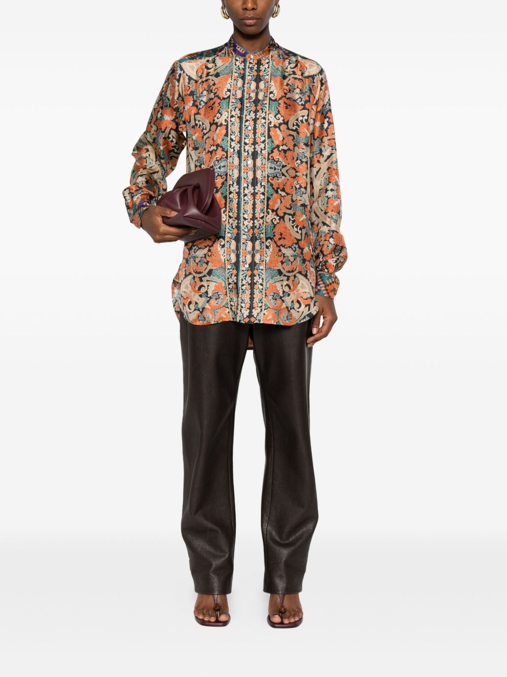 Pierre Louis Mascia Printed Silk Paisley Shirt Multicolour