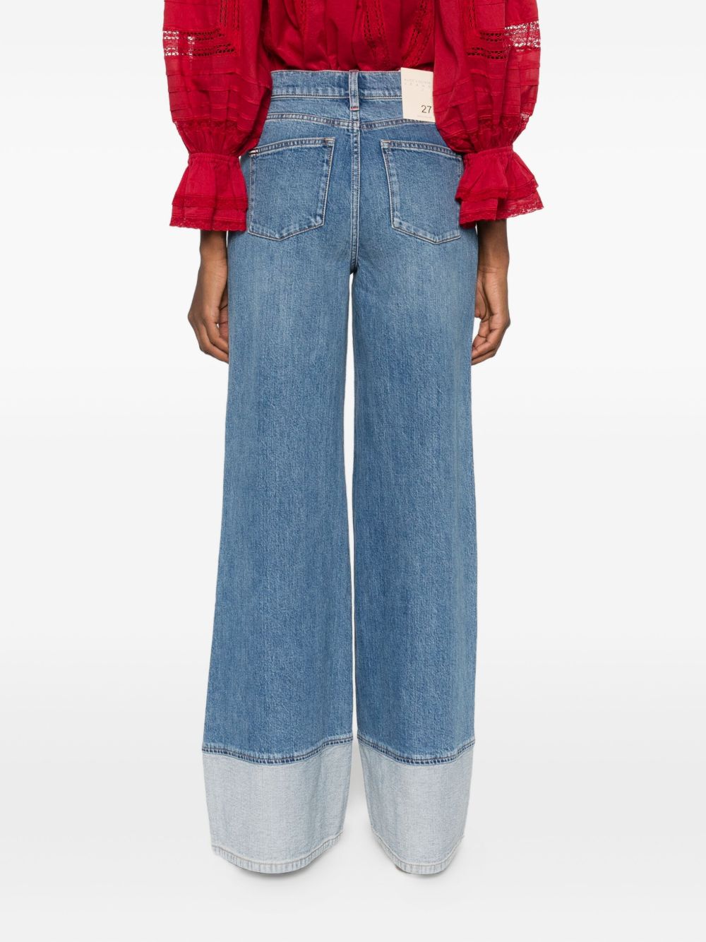 Alice + Olivia Wilson Wide-Leg Jeans with Contrast Cuffs in Clear Blue Clear Blue