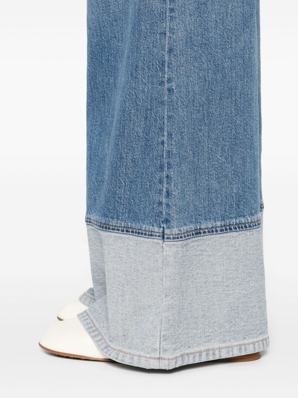 Alice + Olivia Wilson Wide-Leg Jeans with Contrast Cuffs in Clear Blue Clear Blue