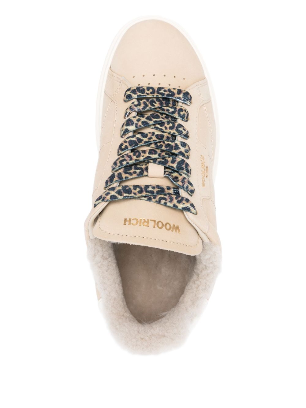 Woolrich Arrow Platform Shearling-Lined Calf Leather Sneakers Cream