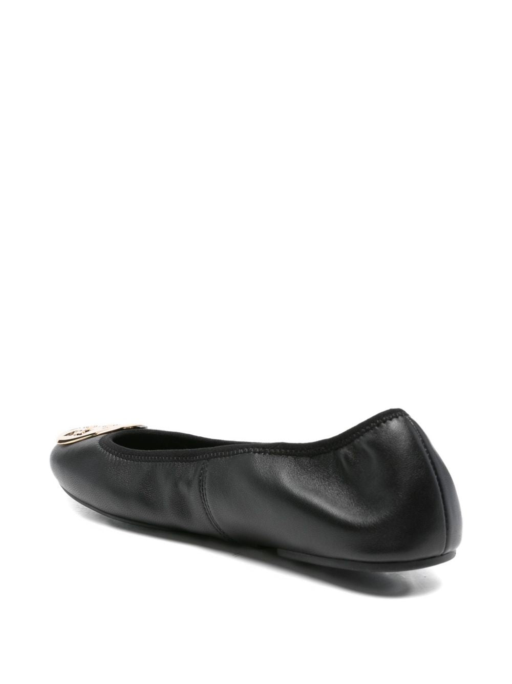 Tory Burch Minnie Travel Ballet Leather Flat Shoes Black