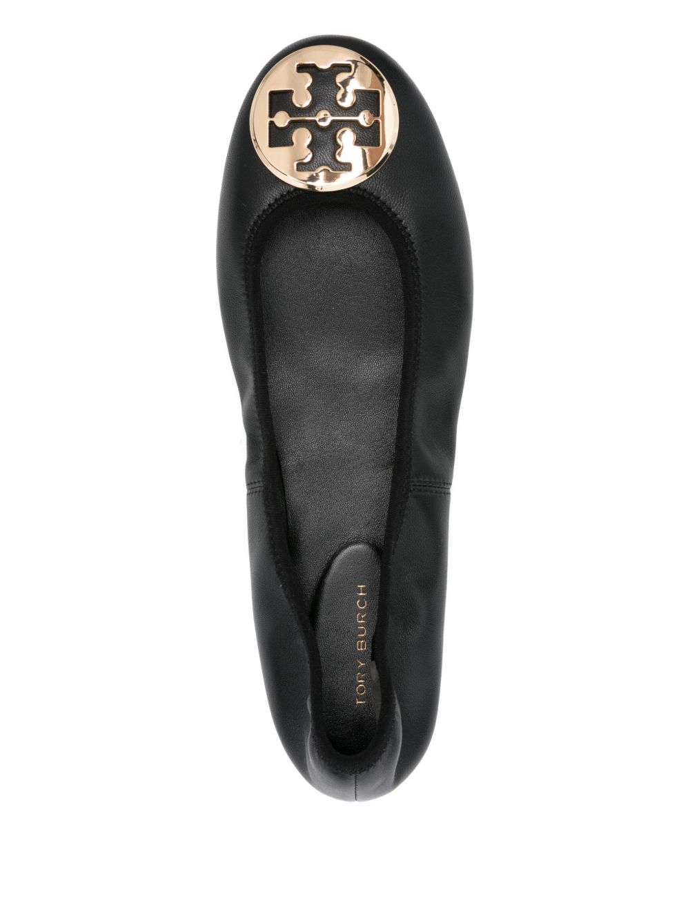Tory Burch Minnie Travel Ballet Leather Flat Shoes Black