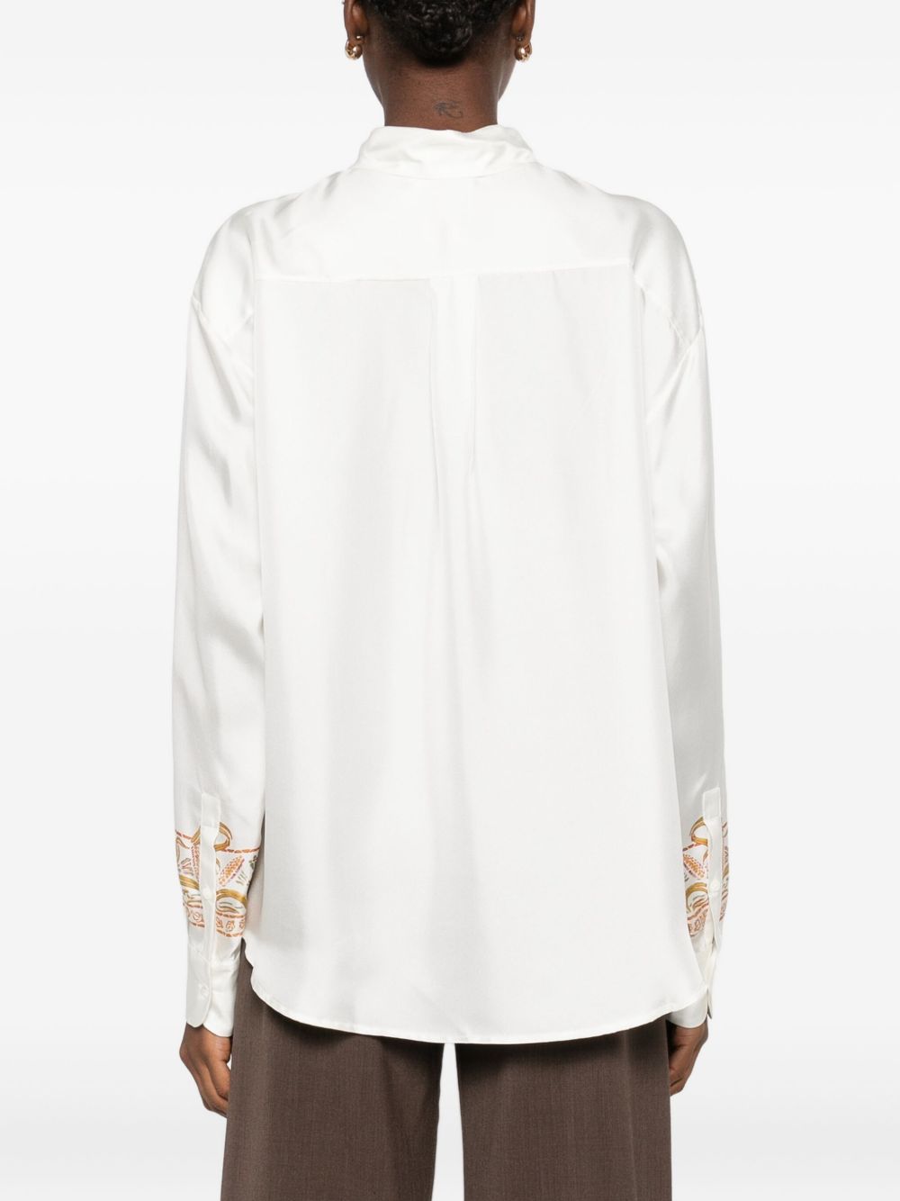 Pierre Louis Mascia Paisley Embroidered Silk Shirt White White