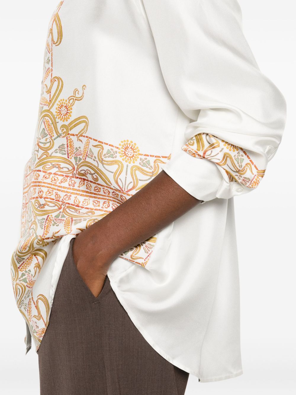 Pierre Louis Mascia Paisley Embroidered Silk Shirt White White