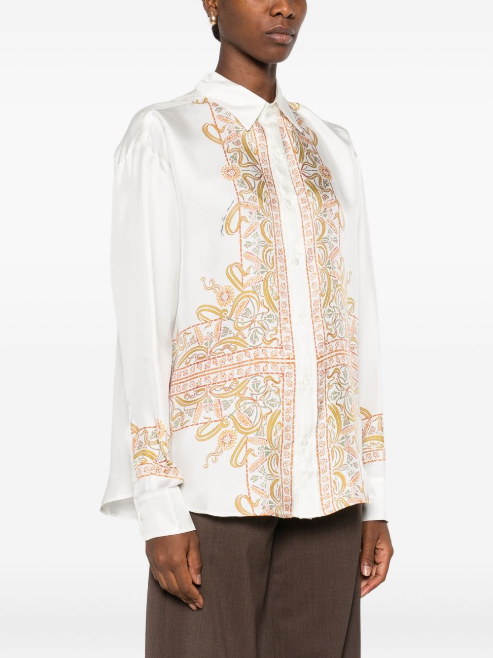 Pierre Louis Mascia Paisley Embroidered Silk Shirt White White
