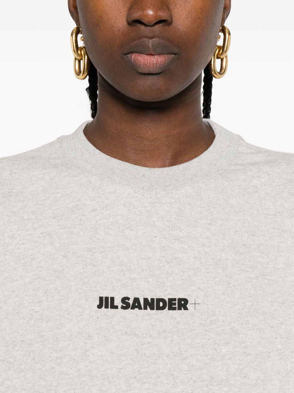 Jil Sander Plus Embroidered Logo Cotton Crewneck Sweater Green green