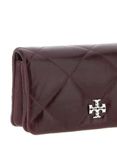 Tory Burch Kira Silk & Nylon Leather Clutch Wallet on Chain Bordeaux
