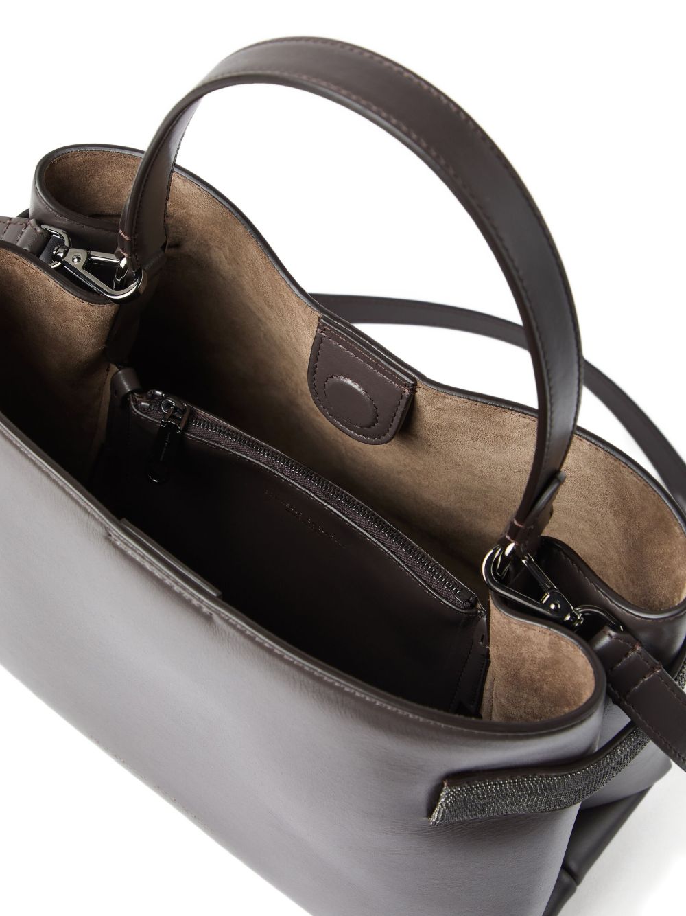 Brunello Cucinelli Essence top-handle leather bag brown