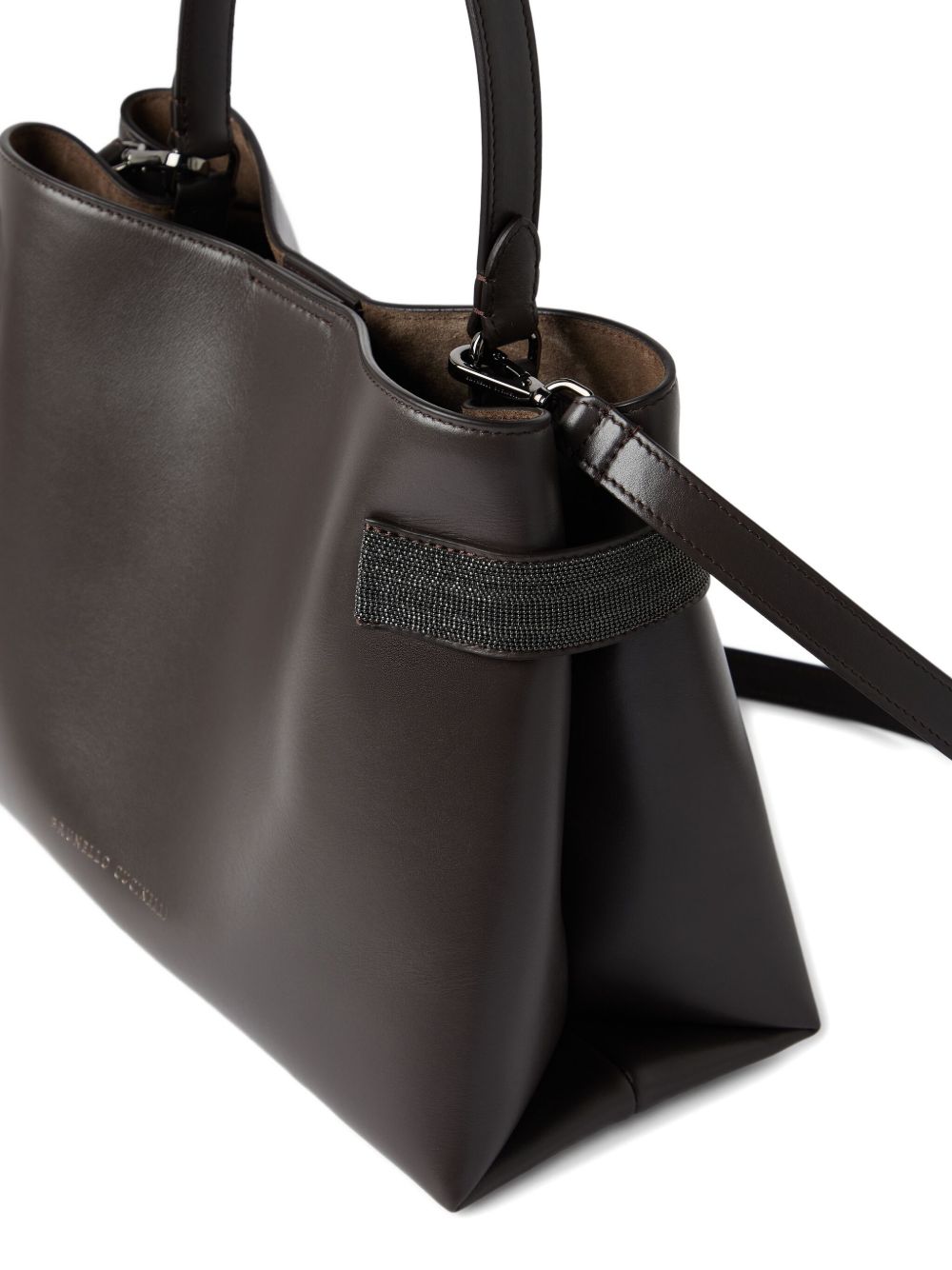Brunello Cucinelli Essence top-handle leather bag brown