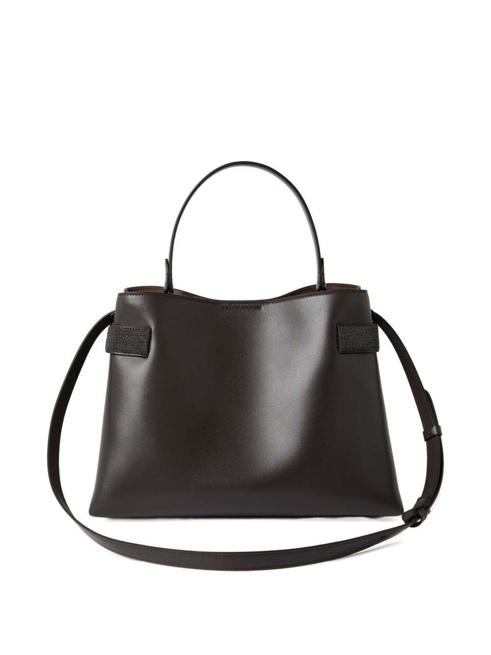 Brunello Cucinelli Essence top-handle leather bag brown