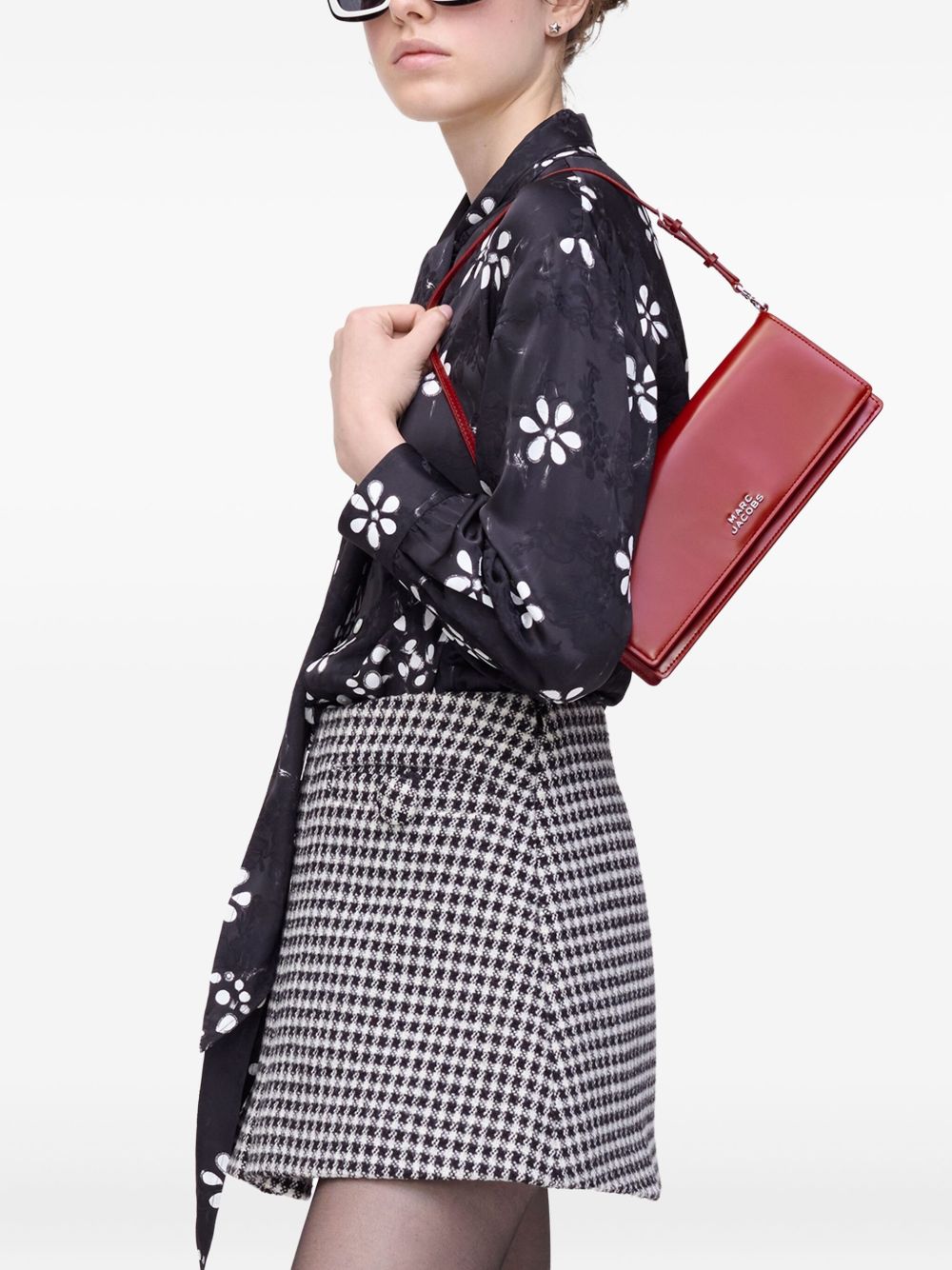Marc Jacobs The Glam Mirror Leather Shoulder Bag Bordeaux