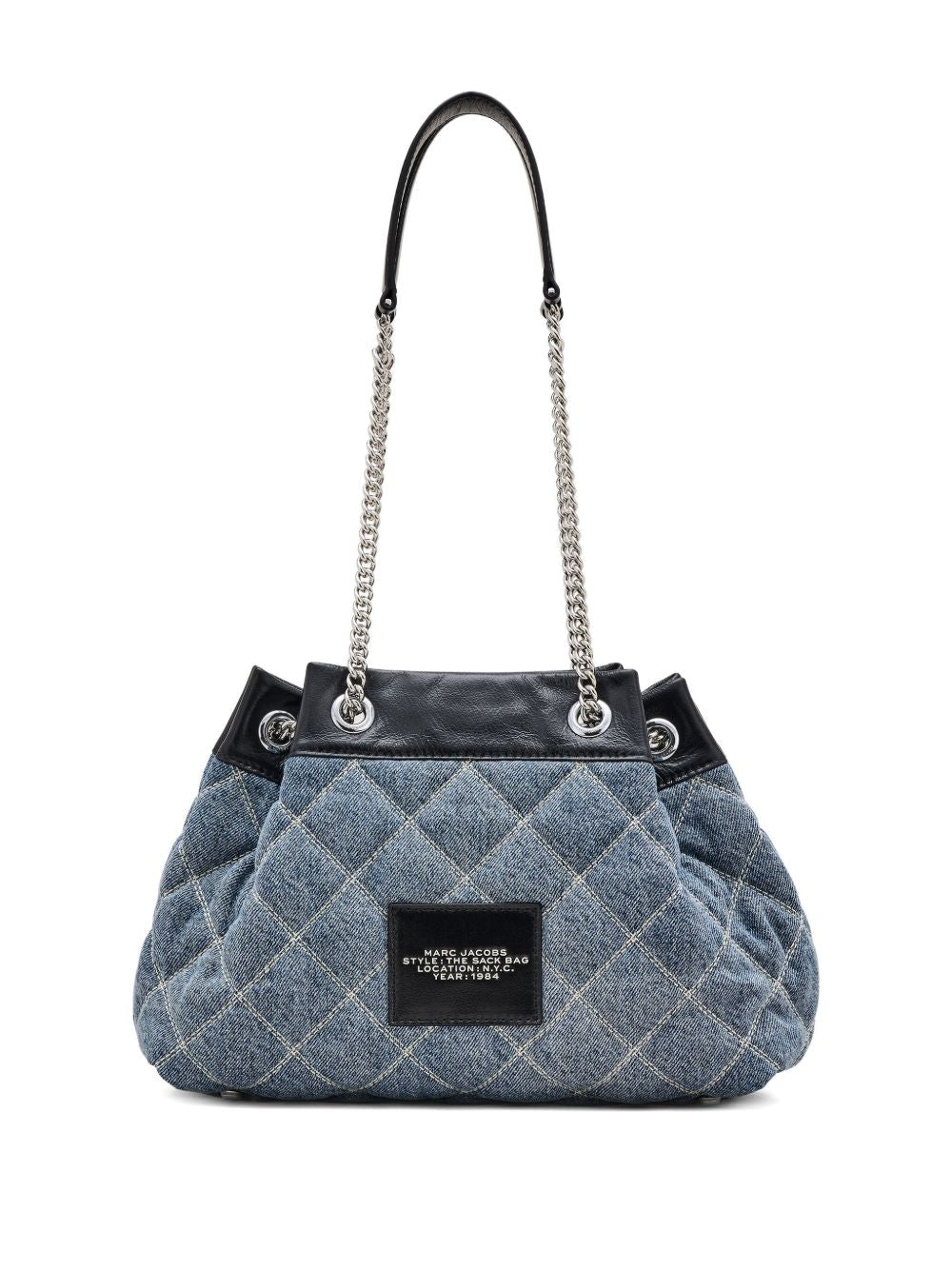 Marc Jacobs The Quilted Denim Chain Sack Bag Clear Blue