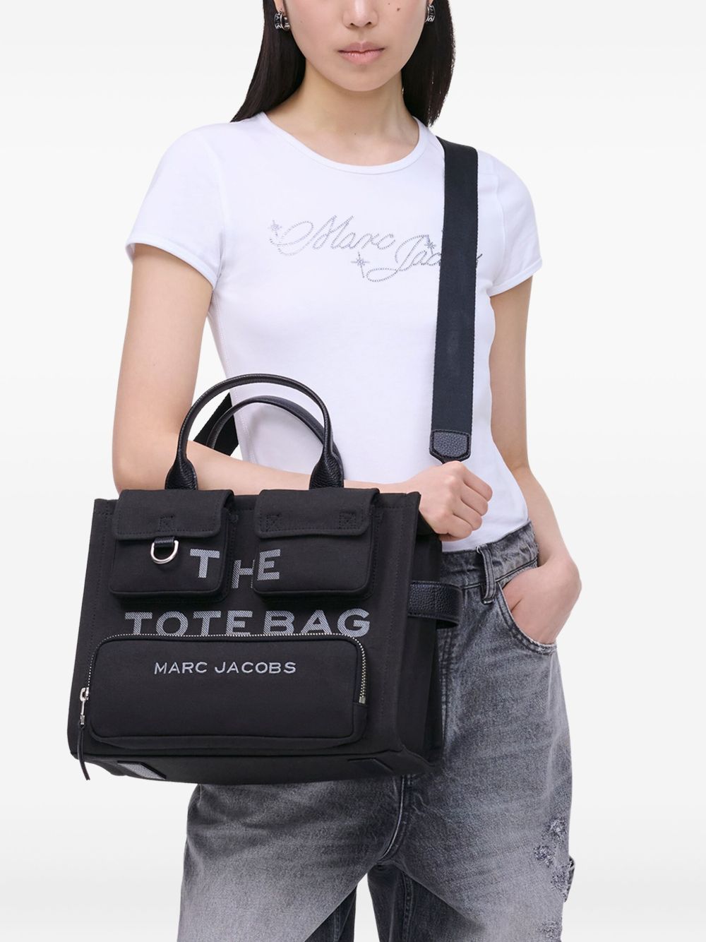 Marc Jacobs The Cargo Medium Black Cotton Tote Bag Black