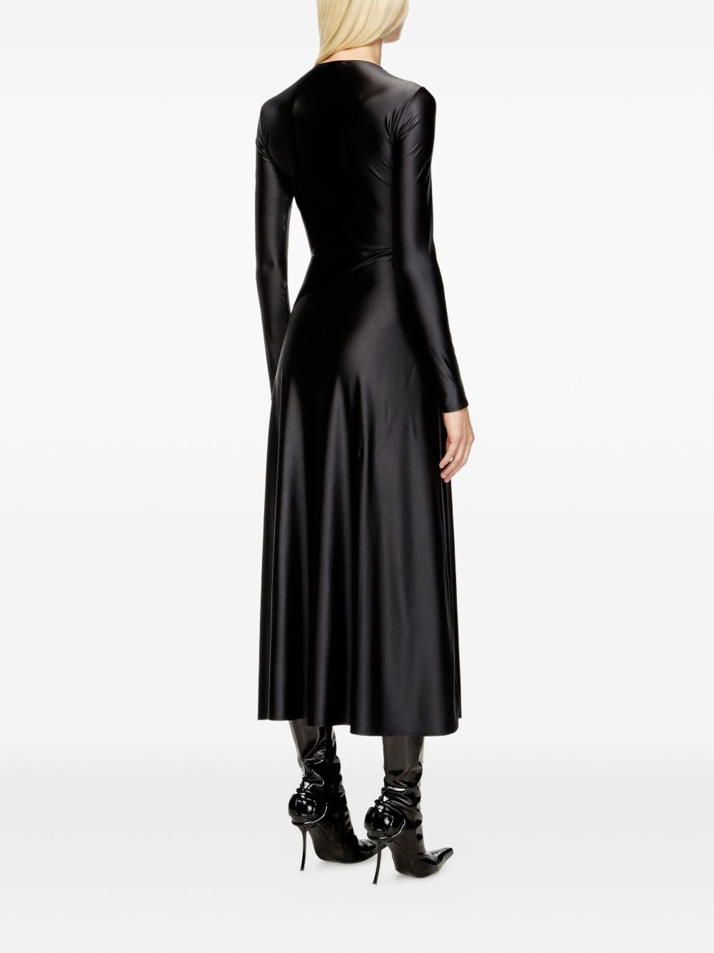 Diesel Twist-Neck Satin Midi Dress Black black