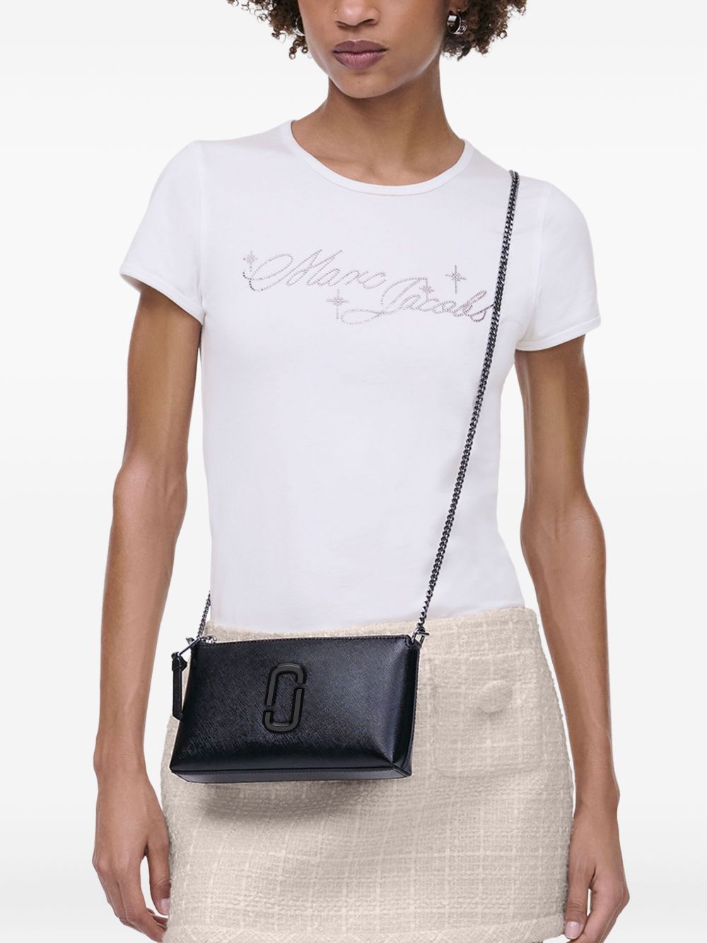 Marc Jacobs The Pochette Split Cow Leather Shoulder Bag Black