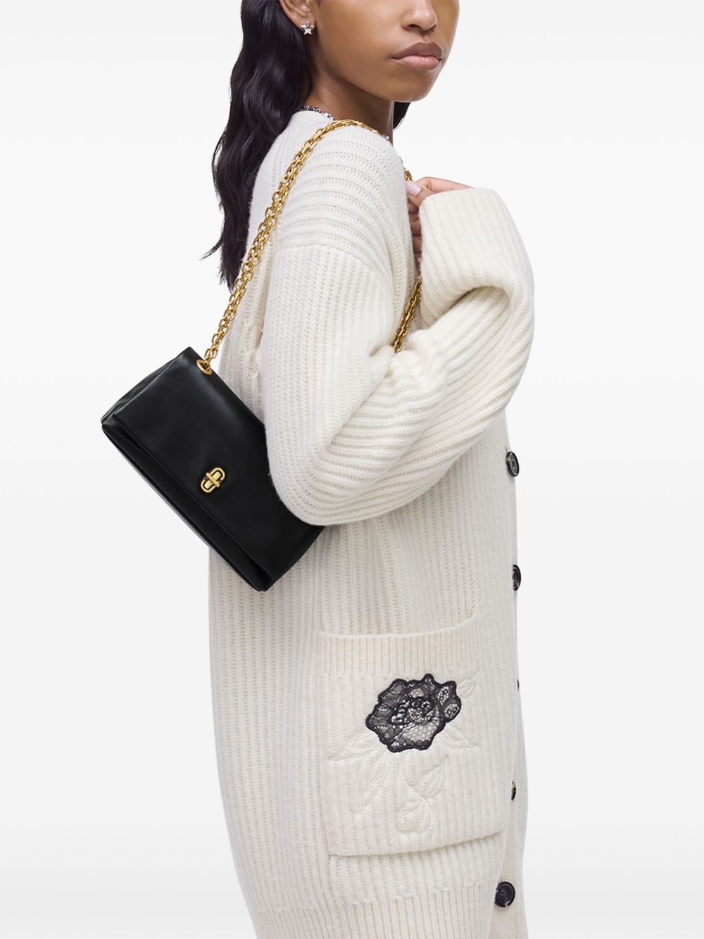 Marc Jacobs The Dual Chain Mini Leather Shoulder Bag Black