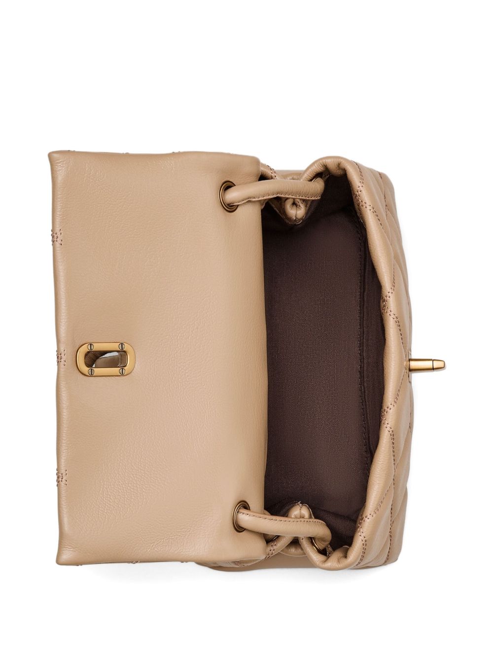 Marc Jacobs The Quilted Mini Dual Chain Leather Shoulder Bag Camel