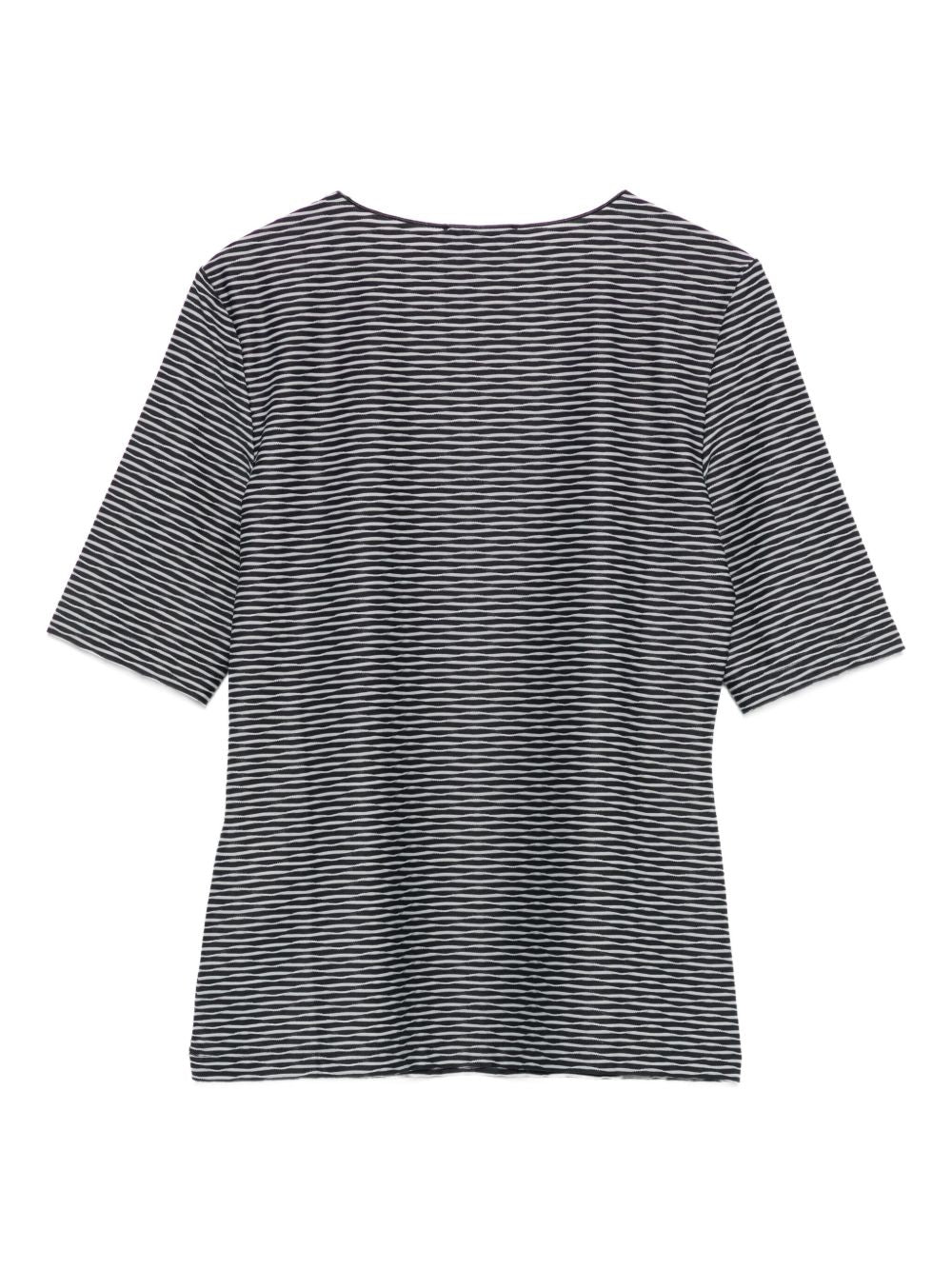 Emporio Armani Striped Grey Scoop Neck Top Grey