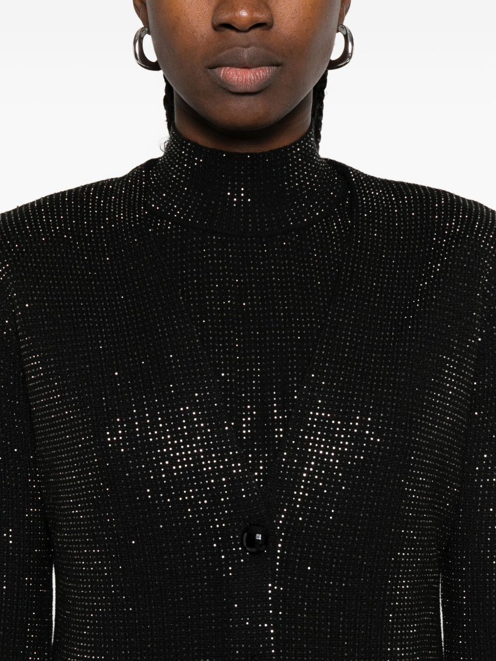 Emporio Armani Single-Breasted Sequin Embellished Wool-Blend Jacket Black Black