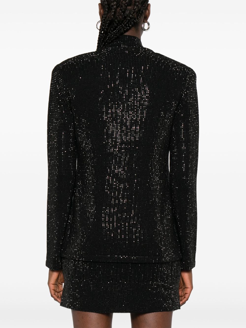 Emporio Armani Single-Breasted Sequin Embellished Wool-Blend Jacket Black Black