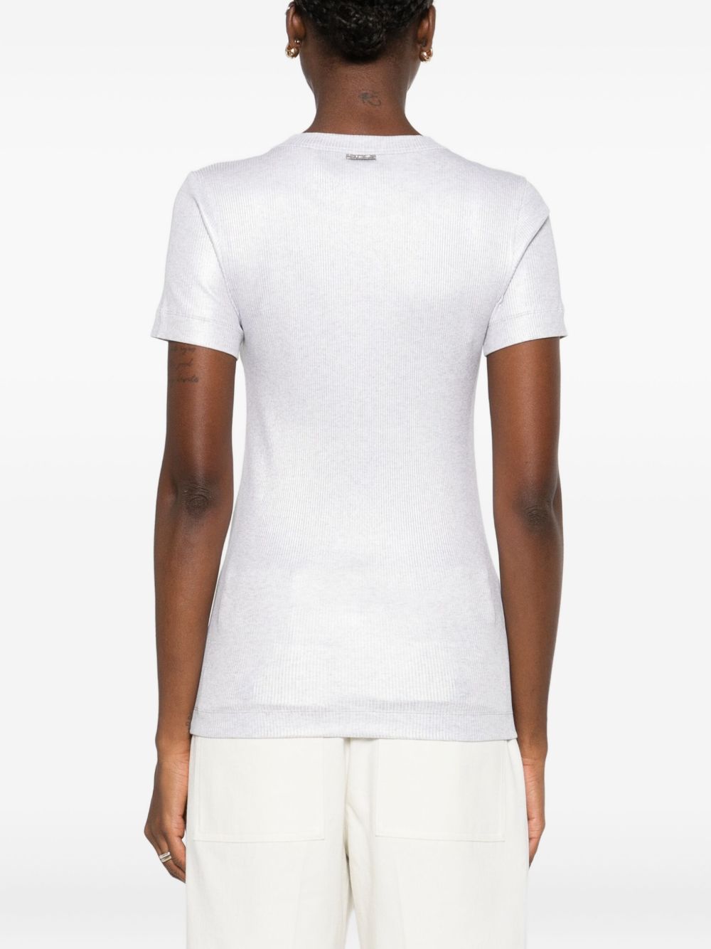 Brunello Cucinelli Ribbed Cotton-Blend T-Shirt Silver