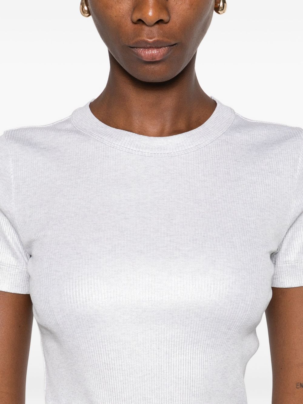 Brunello Cucinelli Ribbed Cotton-Blend T-Shirt Silver