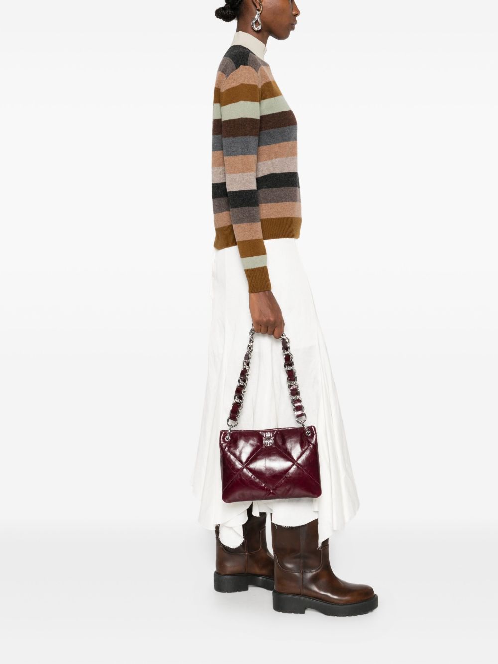 Tory Burch Quilted Chain-Strap Leather Shoulder Bag Bordeaux