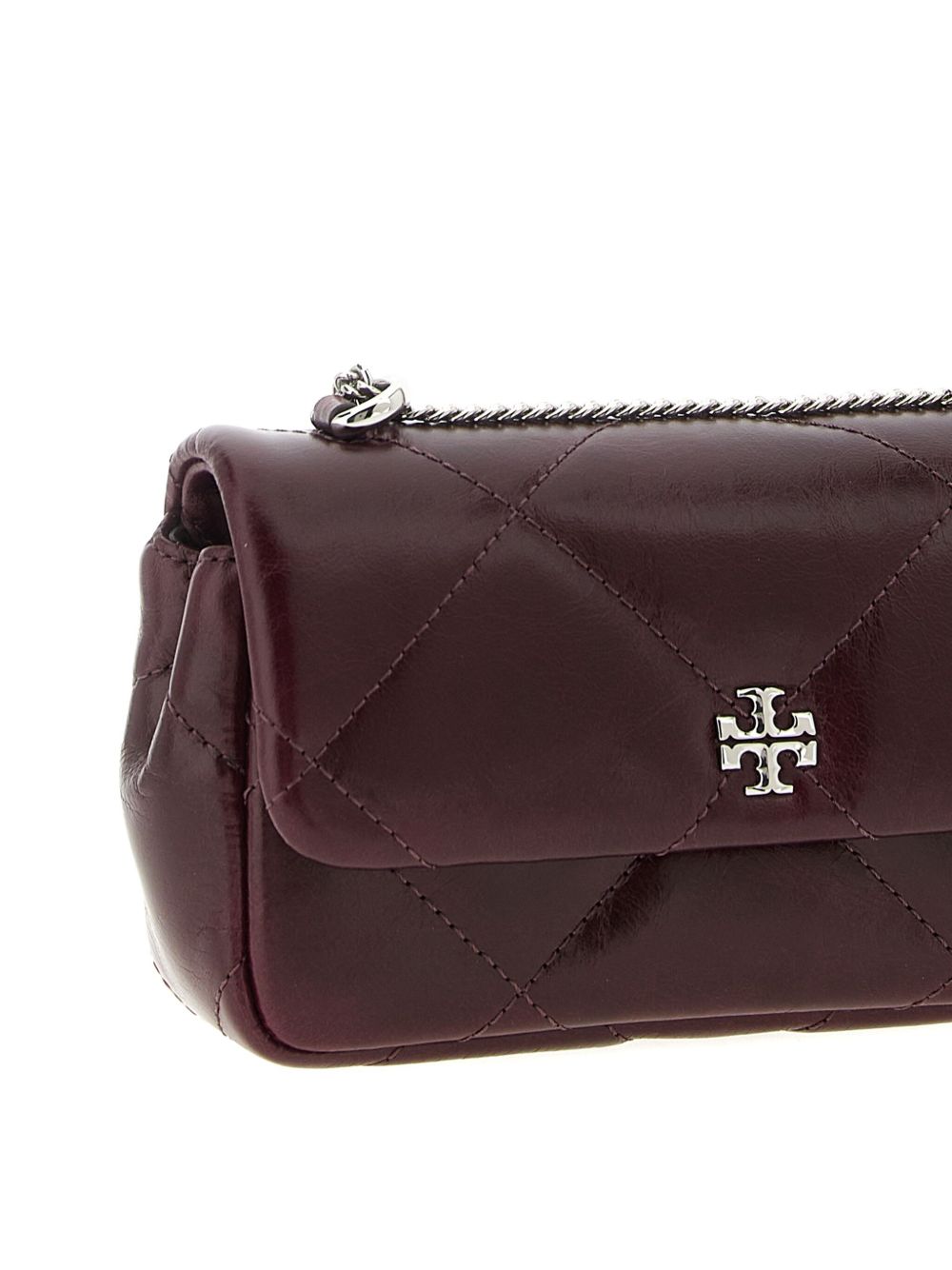 Tory Burch Kira Diamond Quilted Leather Clutch in Bordeaux
