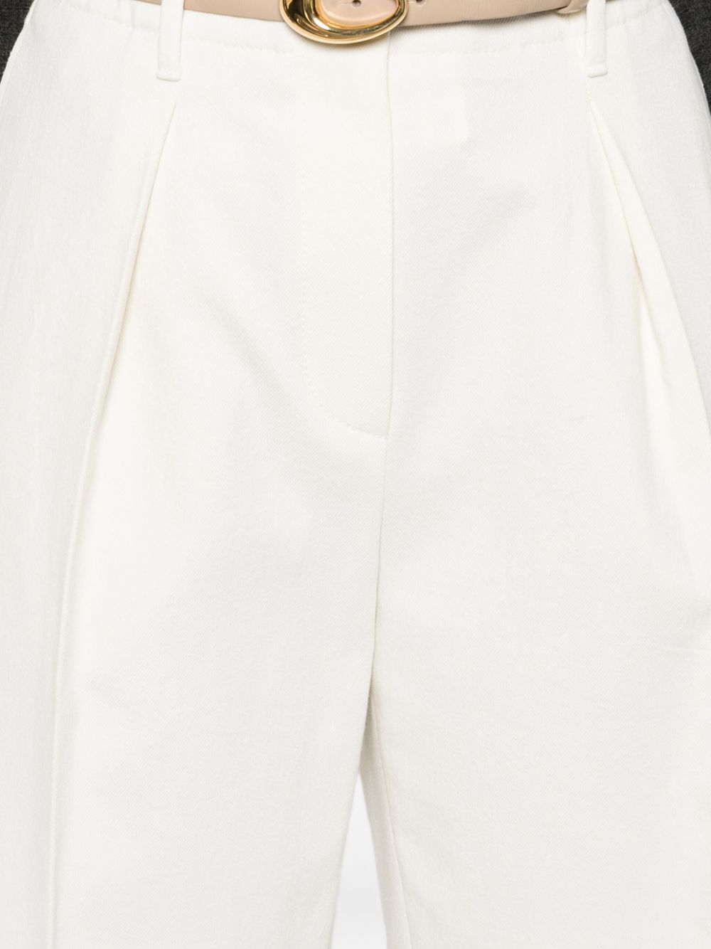 Brunello Cucinelli Pleated Cropped Cotton Trousers White White