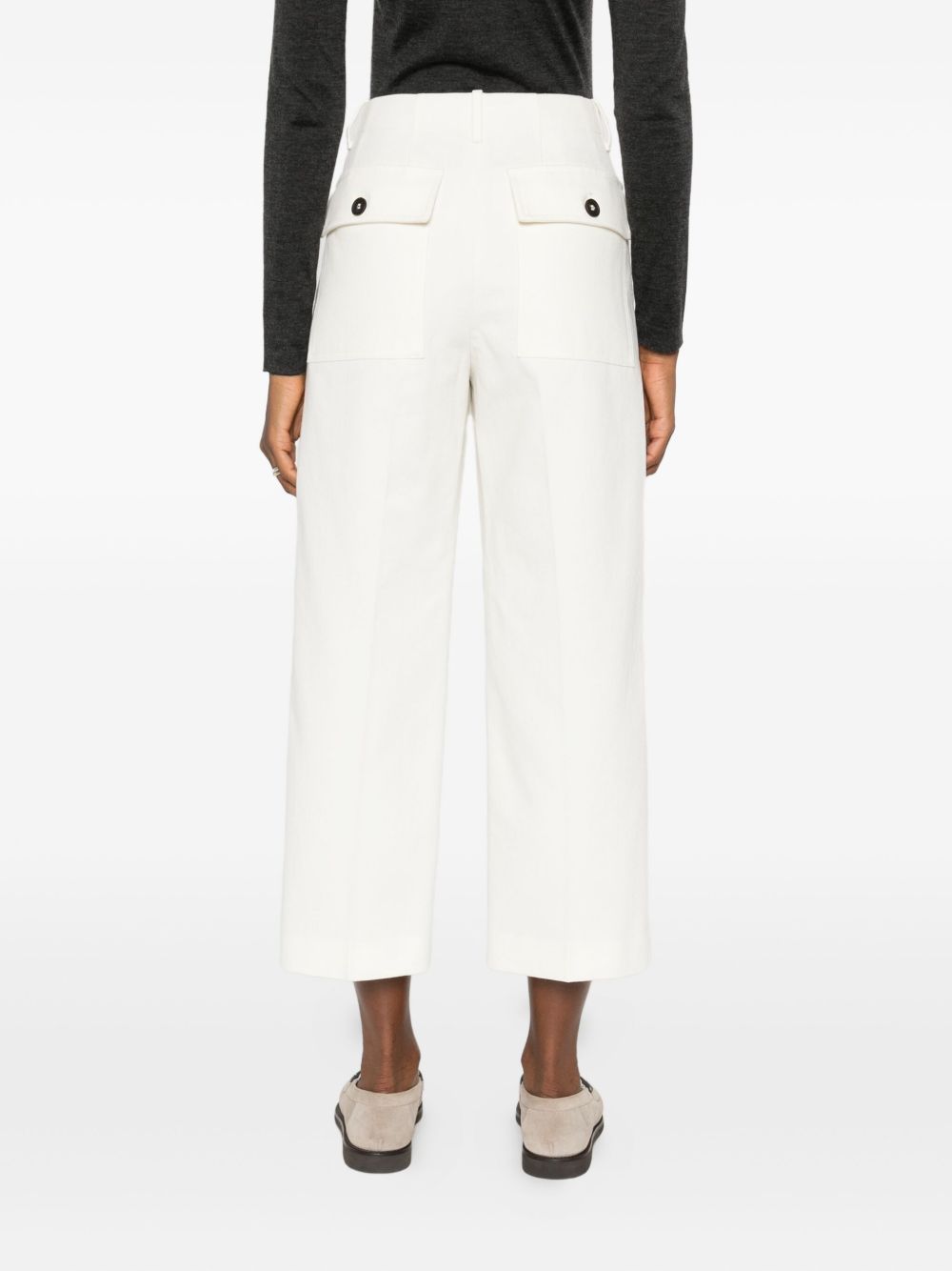 Brunello Cucinelli Pleated Cropped Cotton Trousers White White