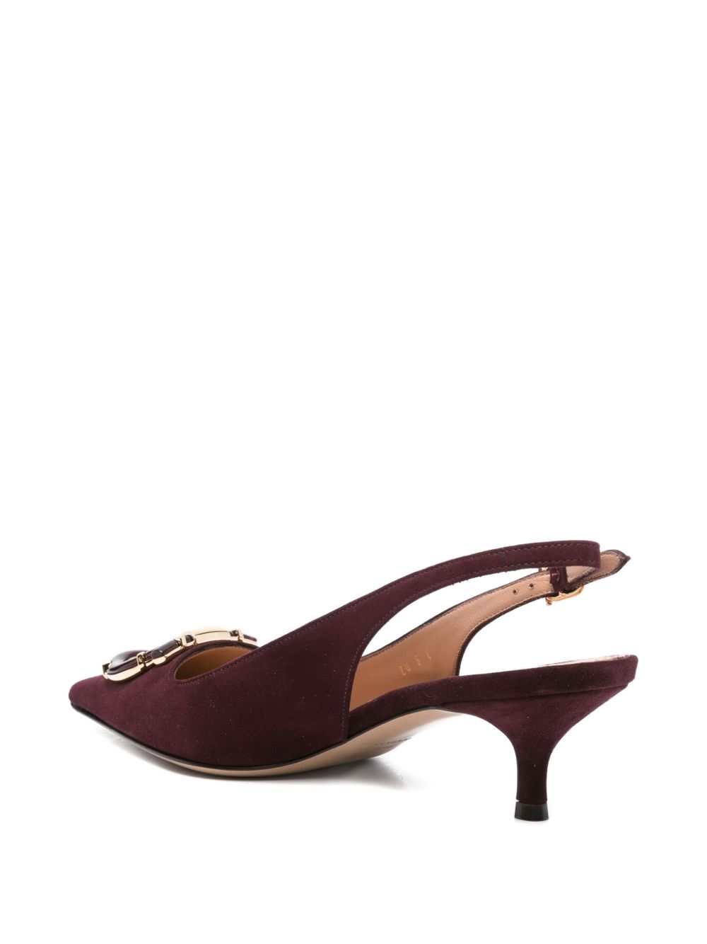 Ferragamo With Heel Suede Slingback Pumps Bordeaux