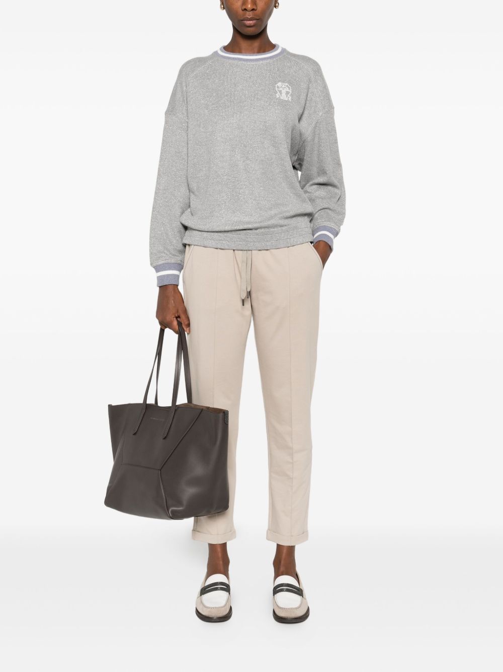 Brunello Cucinelli Drawstring Cuffed Cotton Sweatpants Beige Beige
