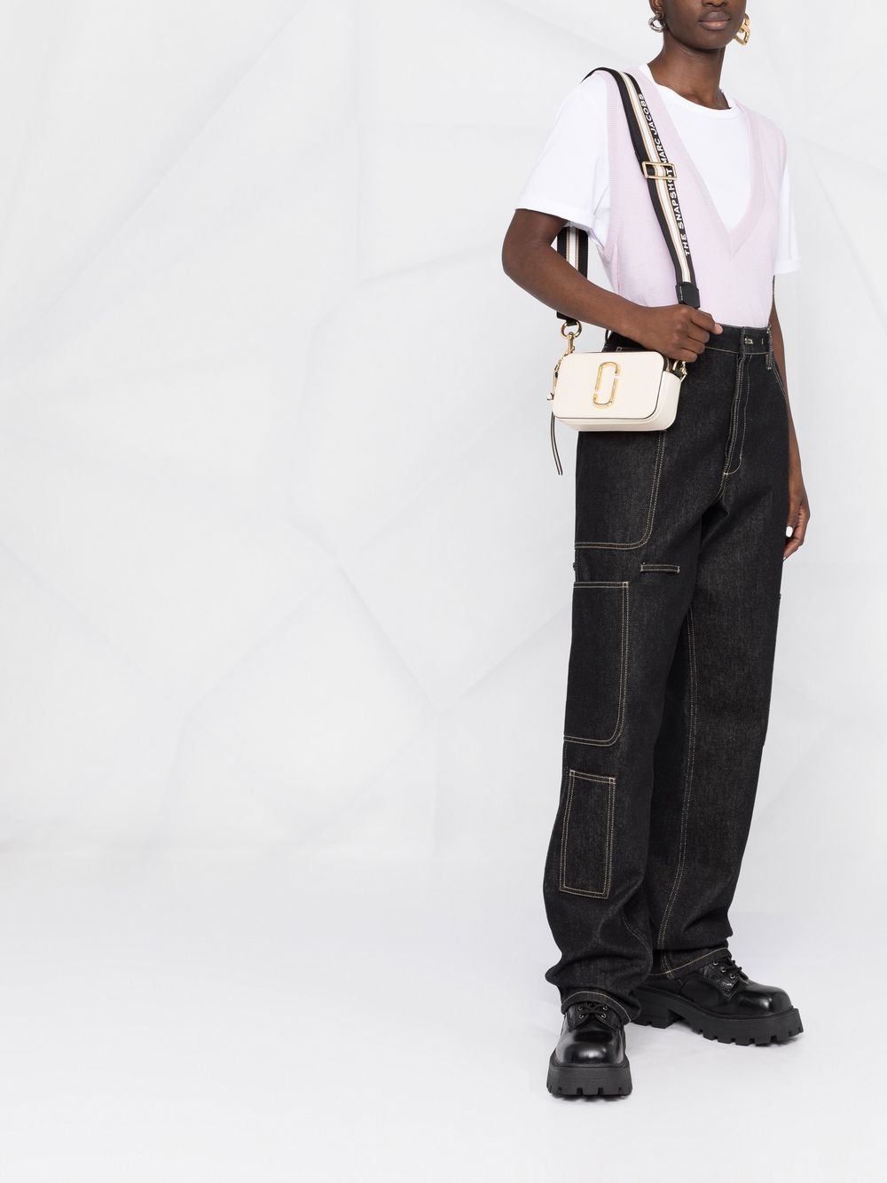 Marc Jacobs The Snapshot Leather Shoulder Bag White