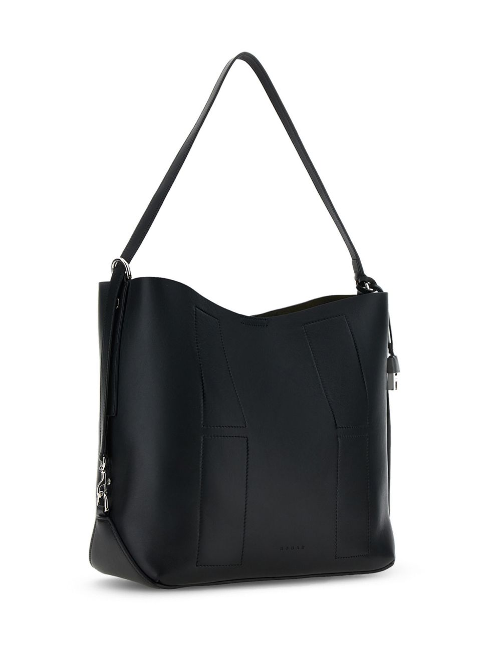 Hogan Pre Pre Hocket Medium Leather Hobo Bag Black