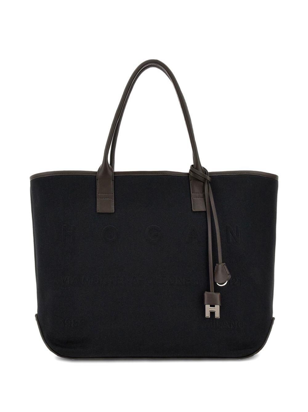 Hogan Pre Pre Script Medium Black Canvas Shopping Bag Black
